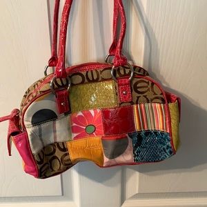 Patchwork bag and wallet.